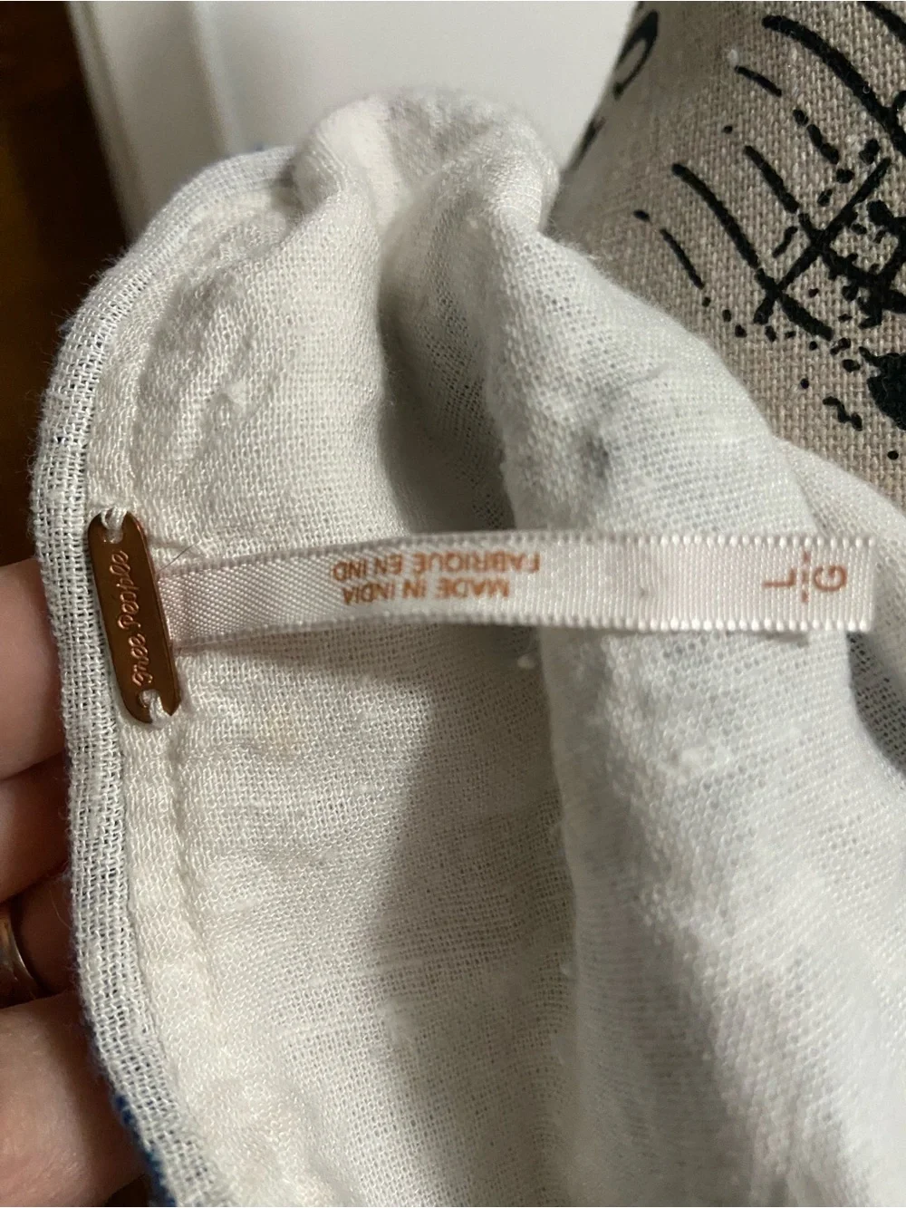 Free People White Mini Dress with Blue Embroidery